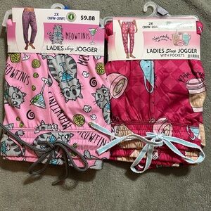Sleep Joggers Pajama Pants  2 Pairs XS Pooh & Cats NIP
